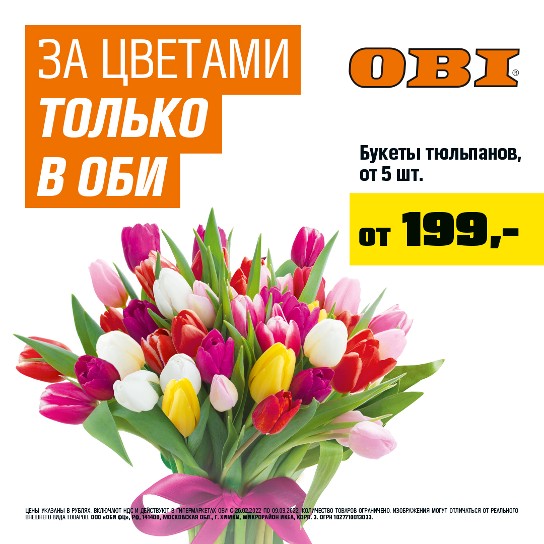 Цветы по доступным ценам в OBI.